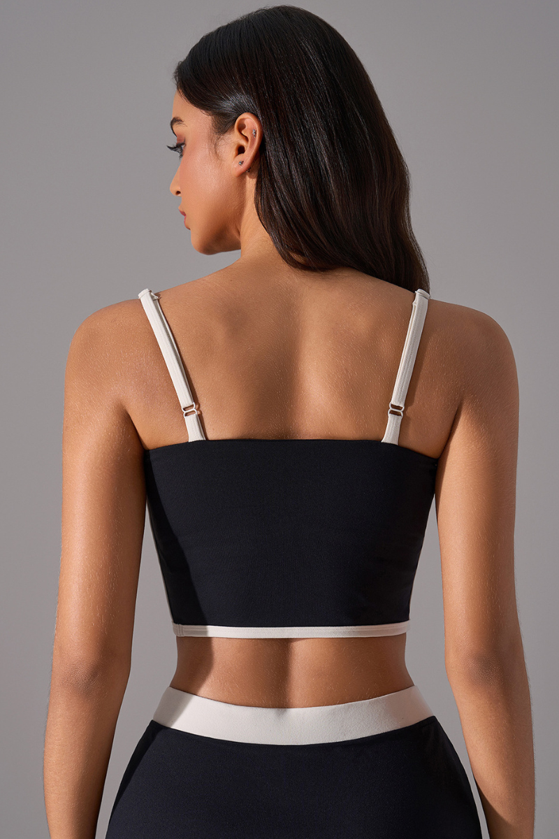 Women's Color Block Bra - Sexy Strappy Back Support Sports Bra