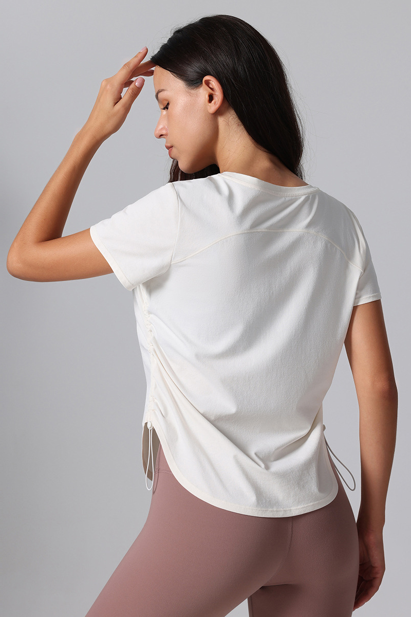 Women's Breathable Side Drawstring Slimming Workout T-Shirt