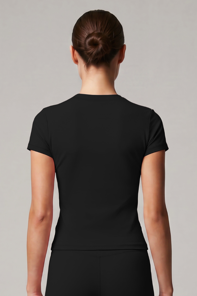 Women's Athletic Crew Neck Fitted Solid Workout Tee
