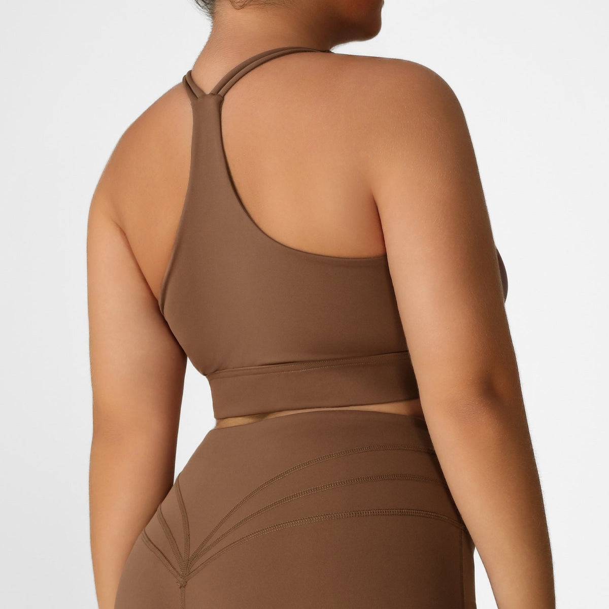 Plus Size Women Front Pleated Racerback Sports Bra