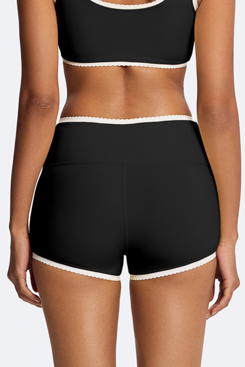 Women's Athletic Color Block Lace Sculpting Yoga Shorts