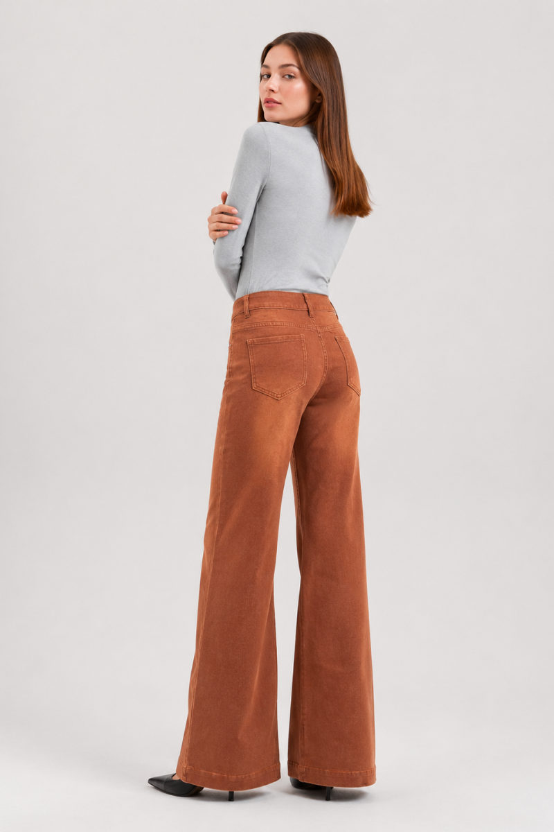 Women's Fall High Waist Wide Leg Flare Jeans