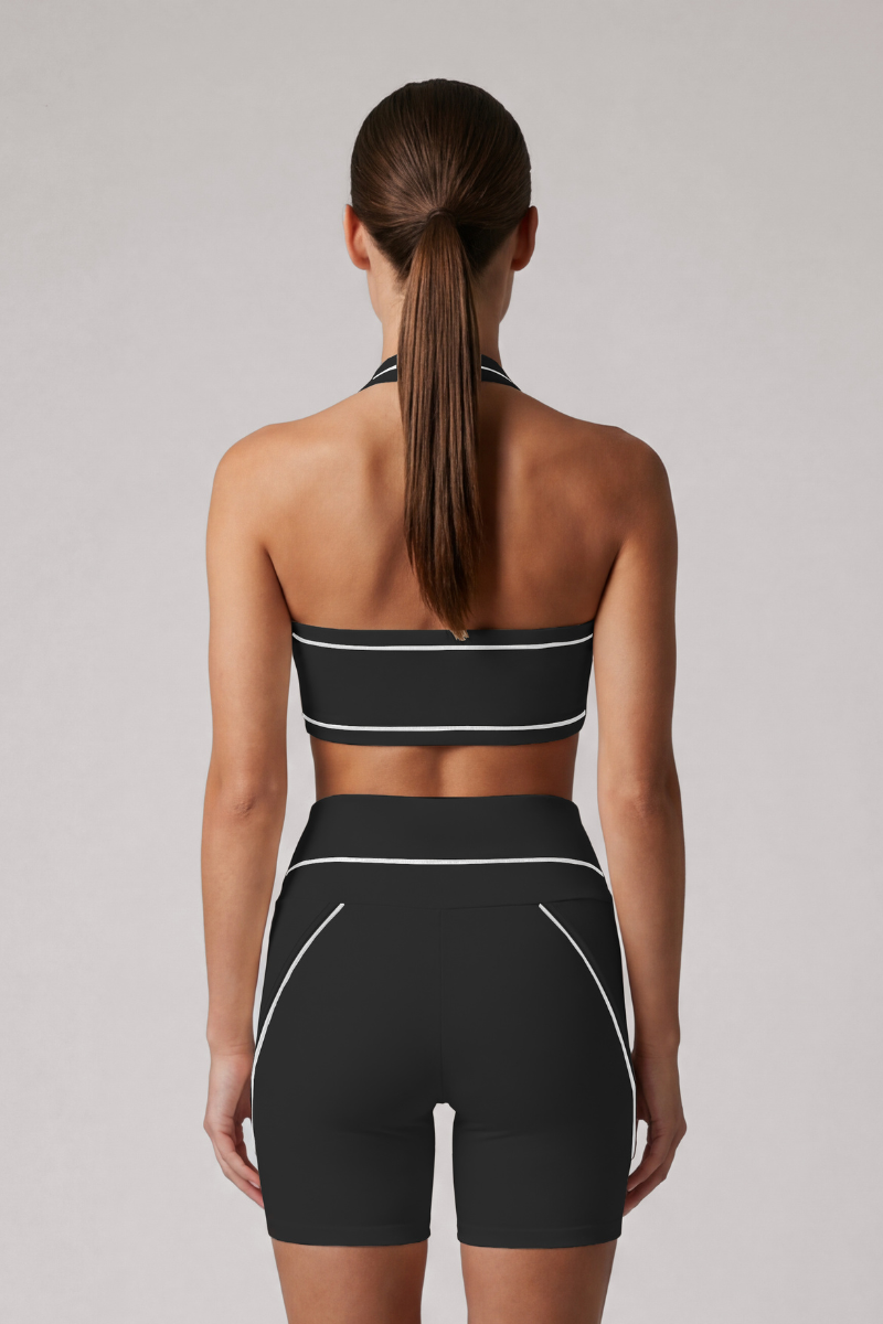 Women's Color Block Halterneck Padded Sports Bra