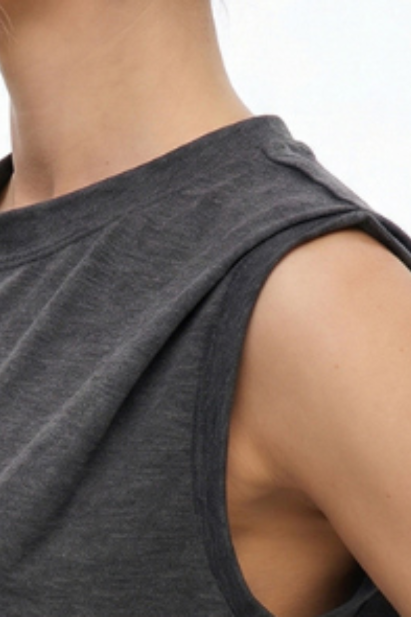 Women's Casual Loose Crewneck Patchwork Sleeveless Sports Tank Top
