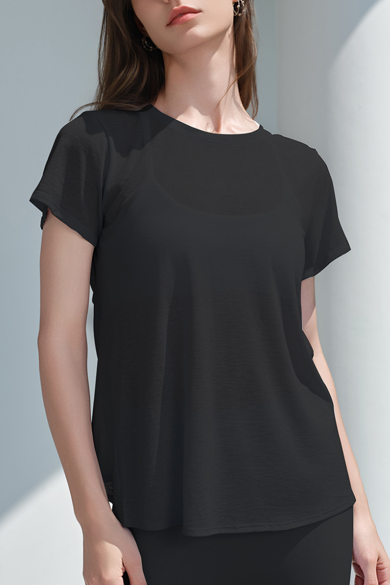 Women Summer Lightweight breathable Cross Open Back T-Shirt