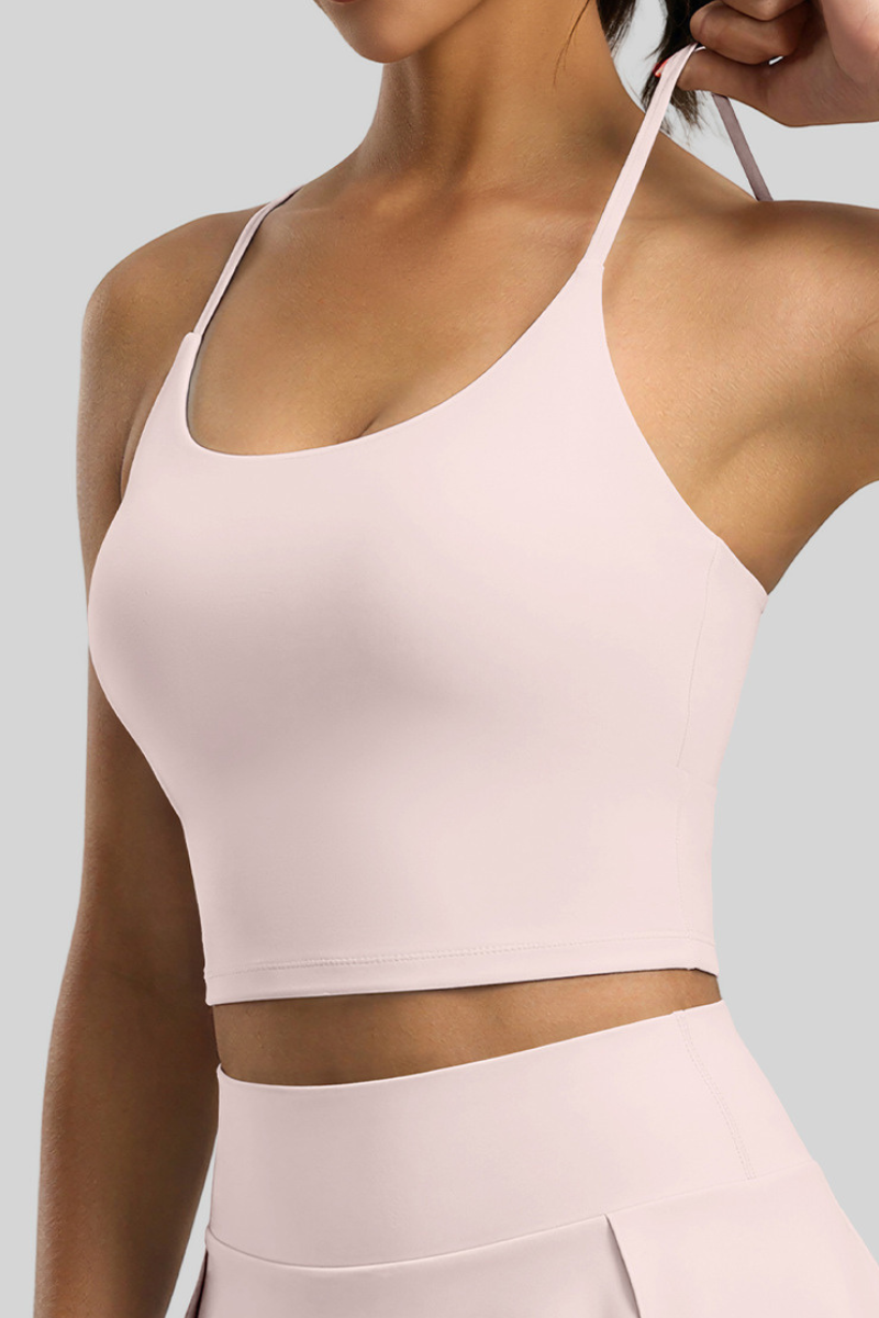 Women's Criss‑Cross Back Padded Halterneck Sports Cami Top