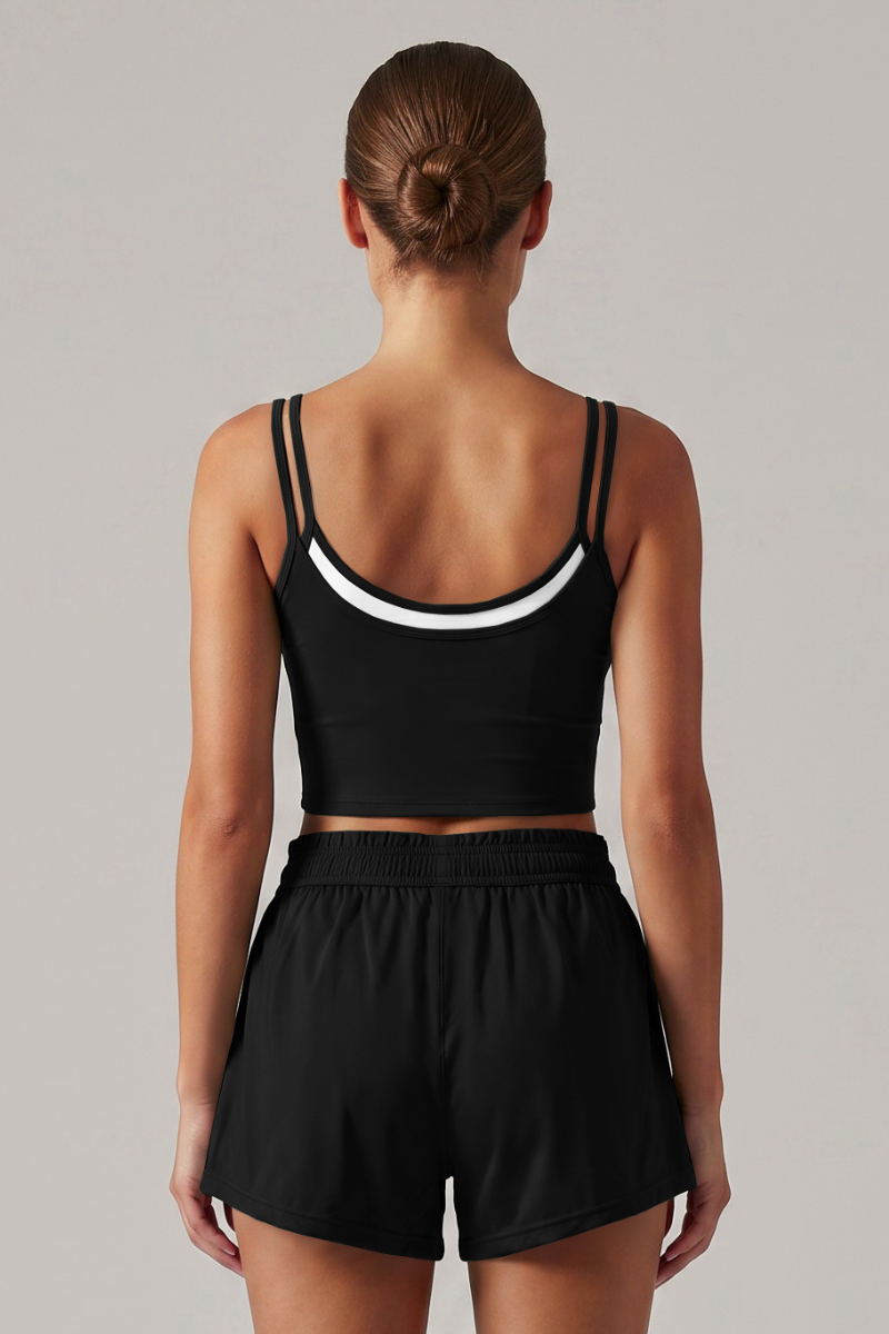 Women's Double-Strap Straps Faux Two-Piece Sports Tank Top