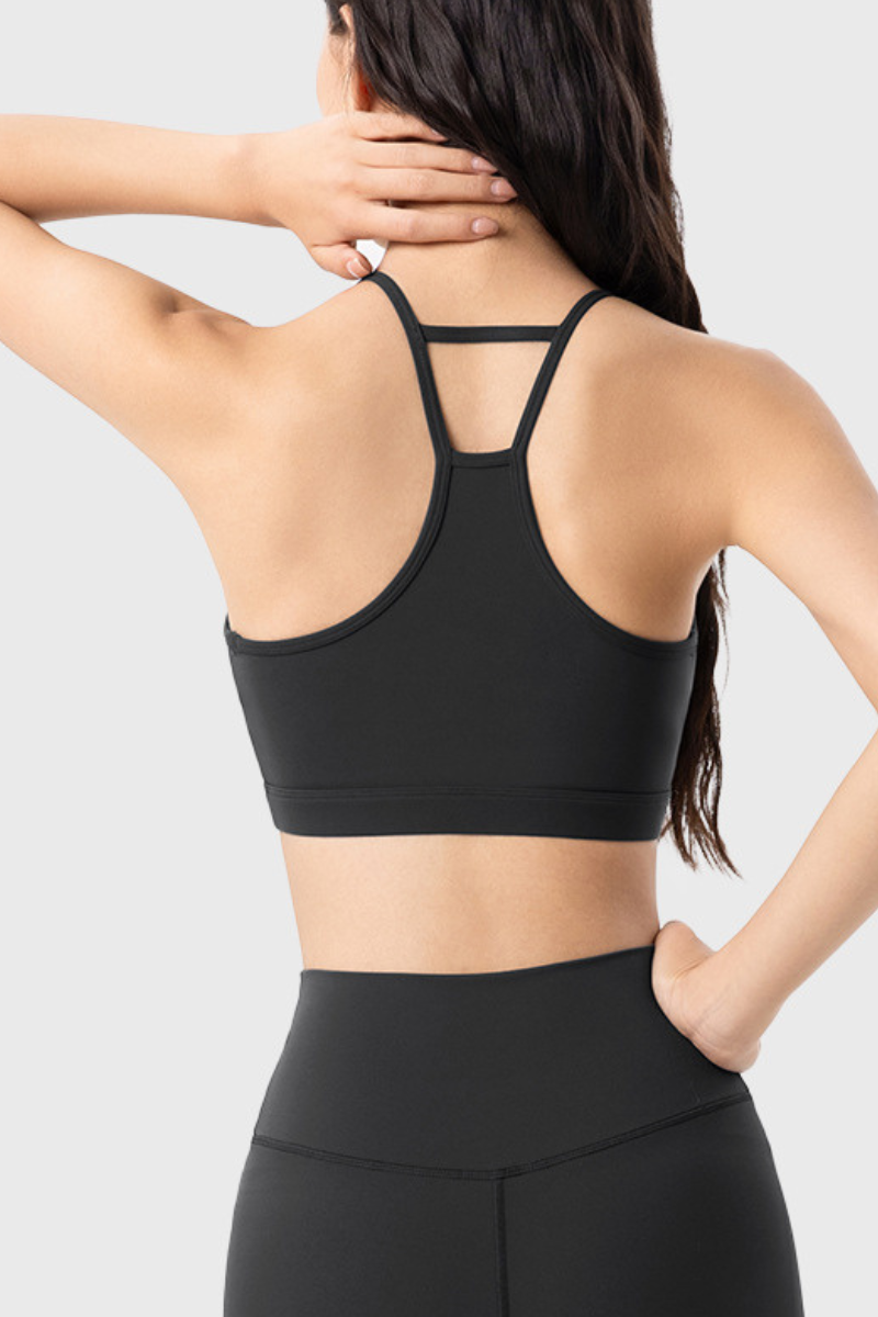 Women's Athletic U-neck Thin Strap Racerback Solid Bra