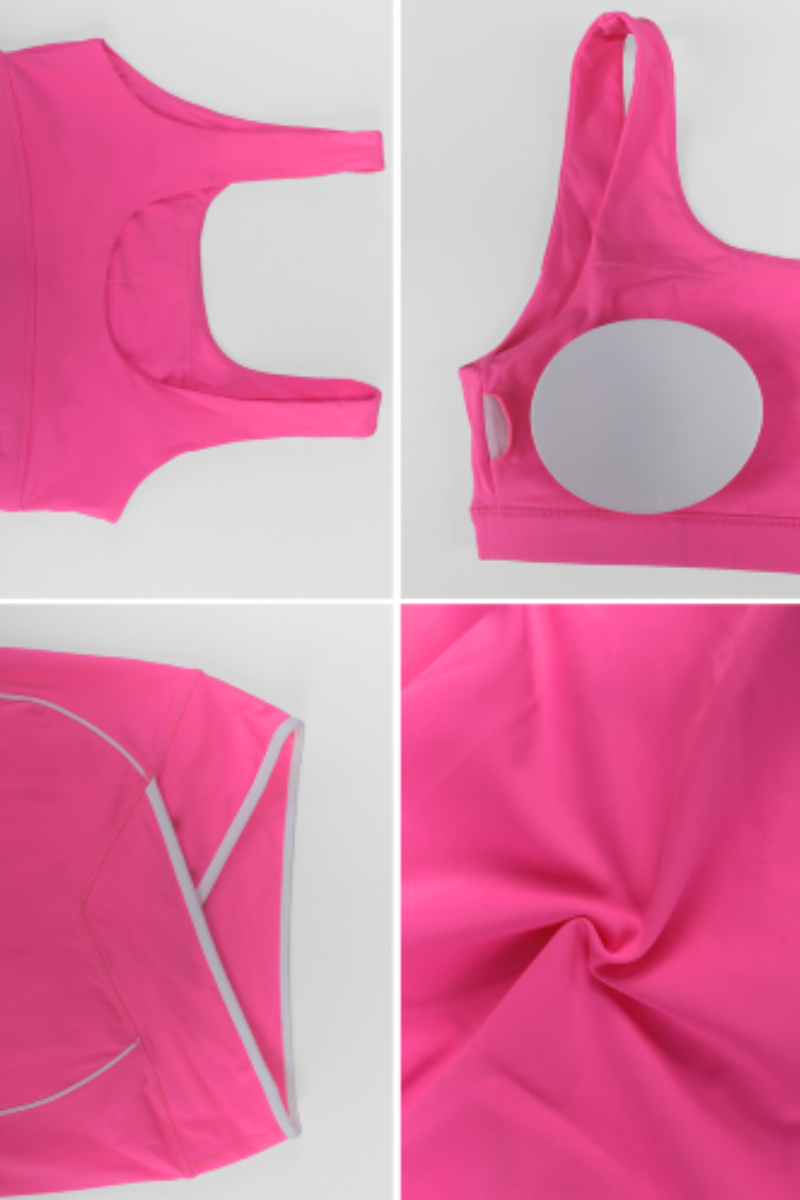 Women's Contrast Line Sports Sets:Bra And V-Waist Leggings