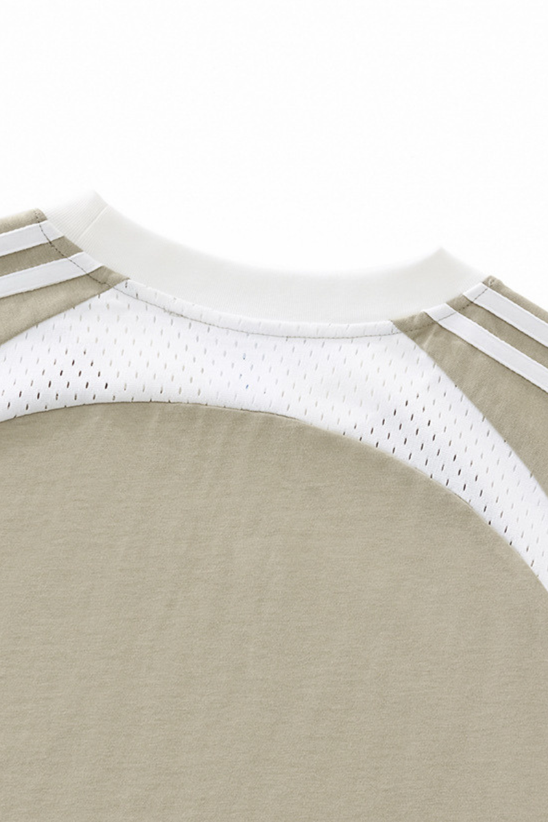 Women's 260g Cotton Mesh Stripe Patch Tee