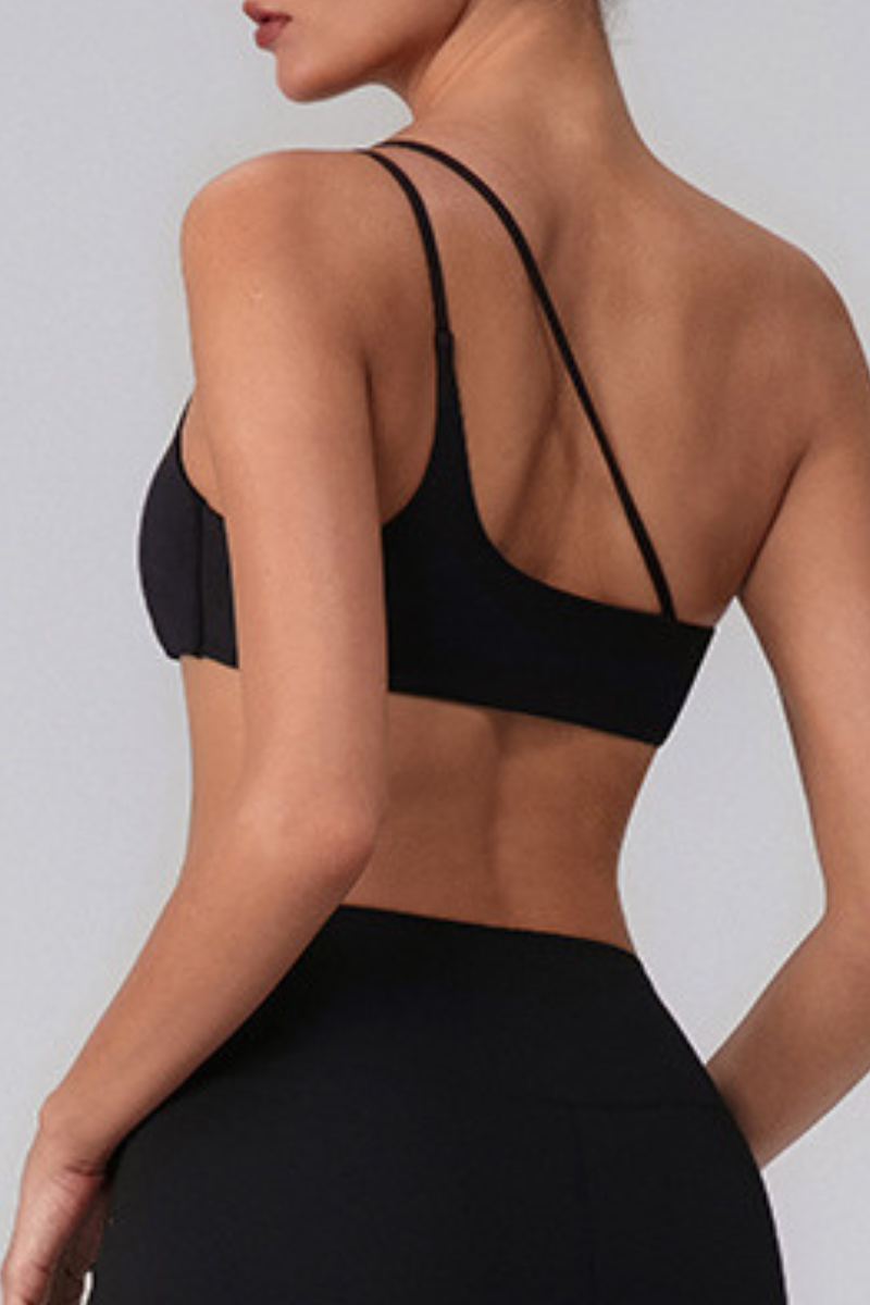 Women's Asymmetric One-Shoulder Naked Feel Sports Bra