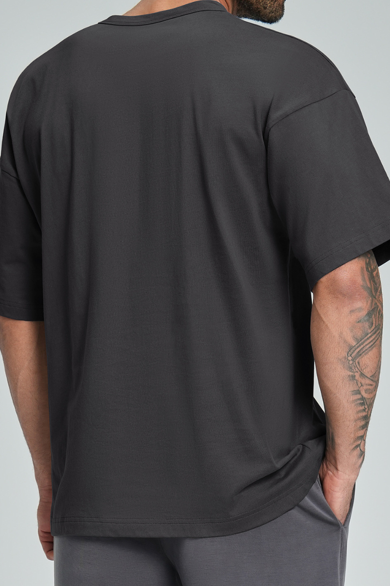 Men's Summer Organic Cotton Loose Crew Neck Solid T-Shirt