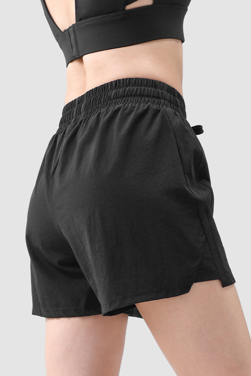 Women's Drawstring Side Mesh Quick Dry Athletic Shorts