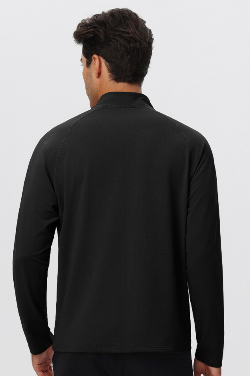Men's Half Zip Raglan Quick Dry Athletic Long Sleeve T-Shirt