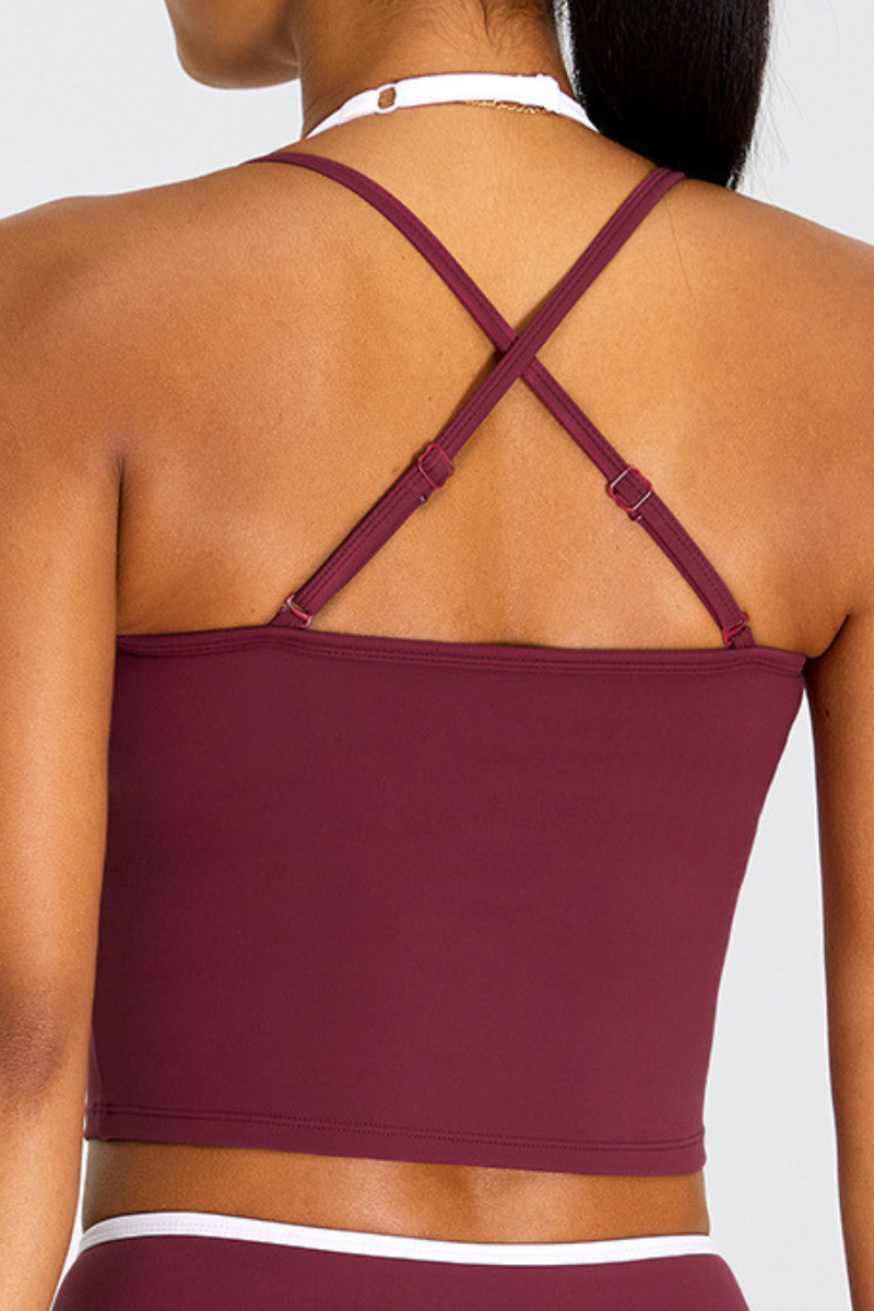 Women's Color-Block Cross-Back Tank Top And Leggingd Set