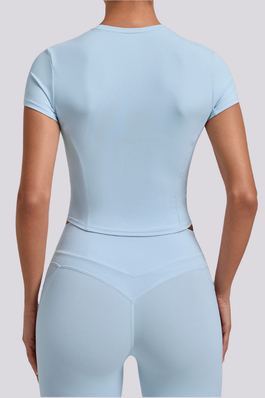 Women's Athletic Round-Neck Slim Fit Cropped T-shirt