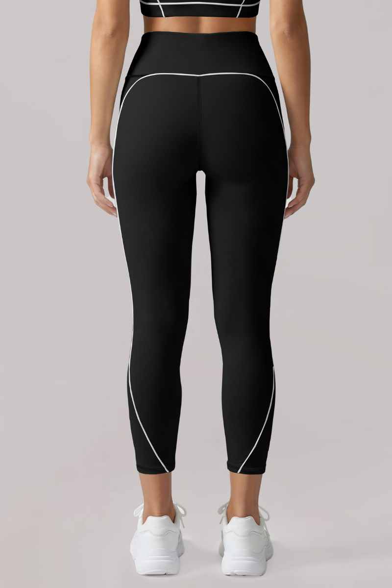 Women's Contrast-Line High-Waist Butt-Lifting Capri Leggings
