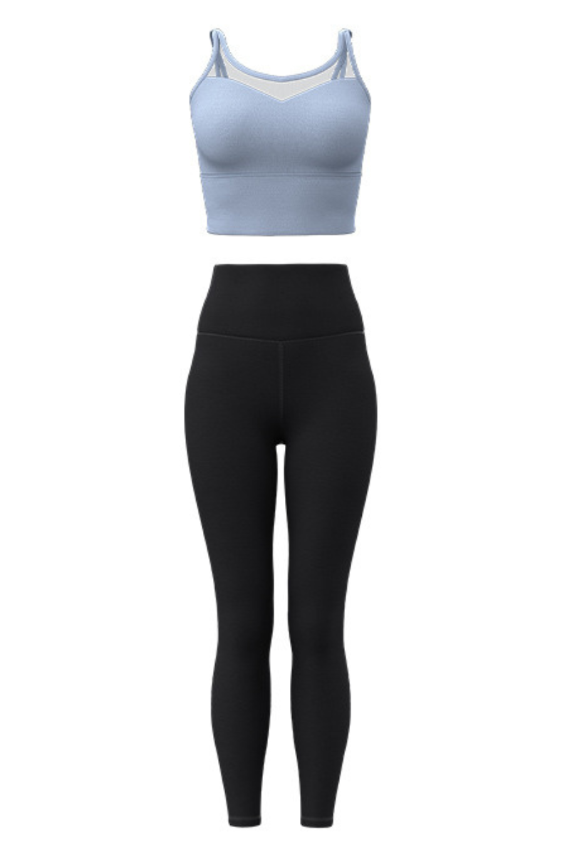 Women's Athletic Sets:Mesh Panel Bra And High Waist Leggings