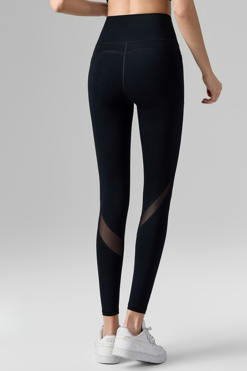 Women's Mesh-Panel High-Waisted Leggings with Side Pockets