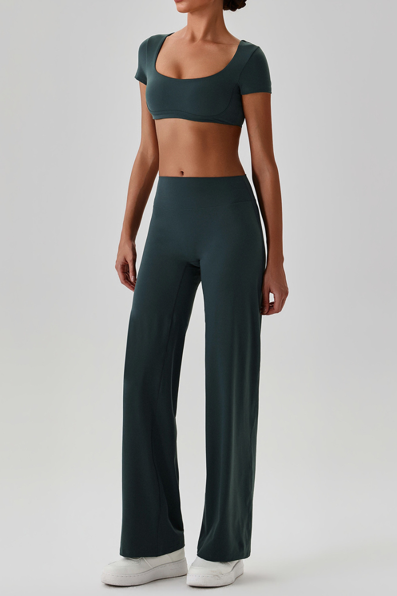 Women's Quick Dry T-shirt & No Front Seam Yoga Pants Set