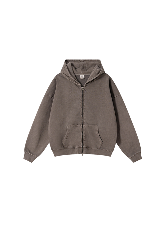 Unisex Fall Heavyweight Vintage Washed Cotton Hooded Jacket