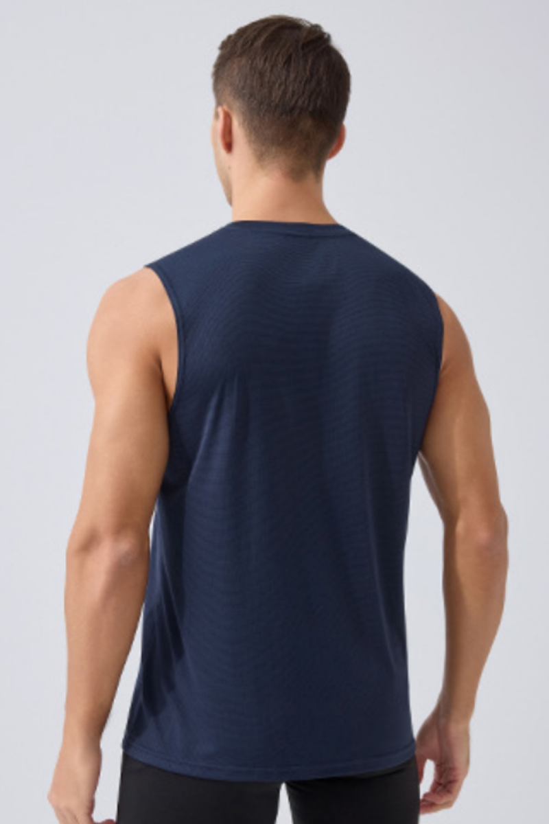 Men's Contrast Stitch Dry Crew Neck Sleeveless Tank Top
