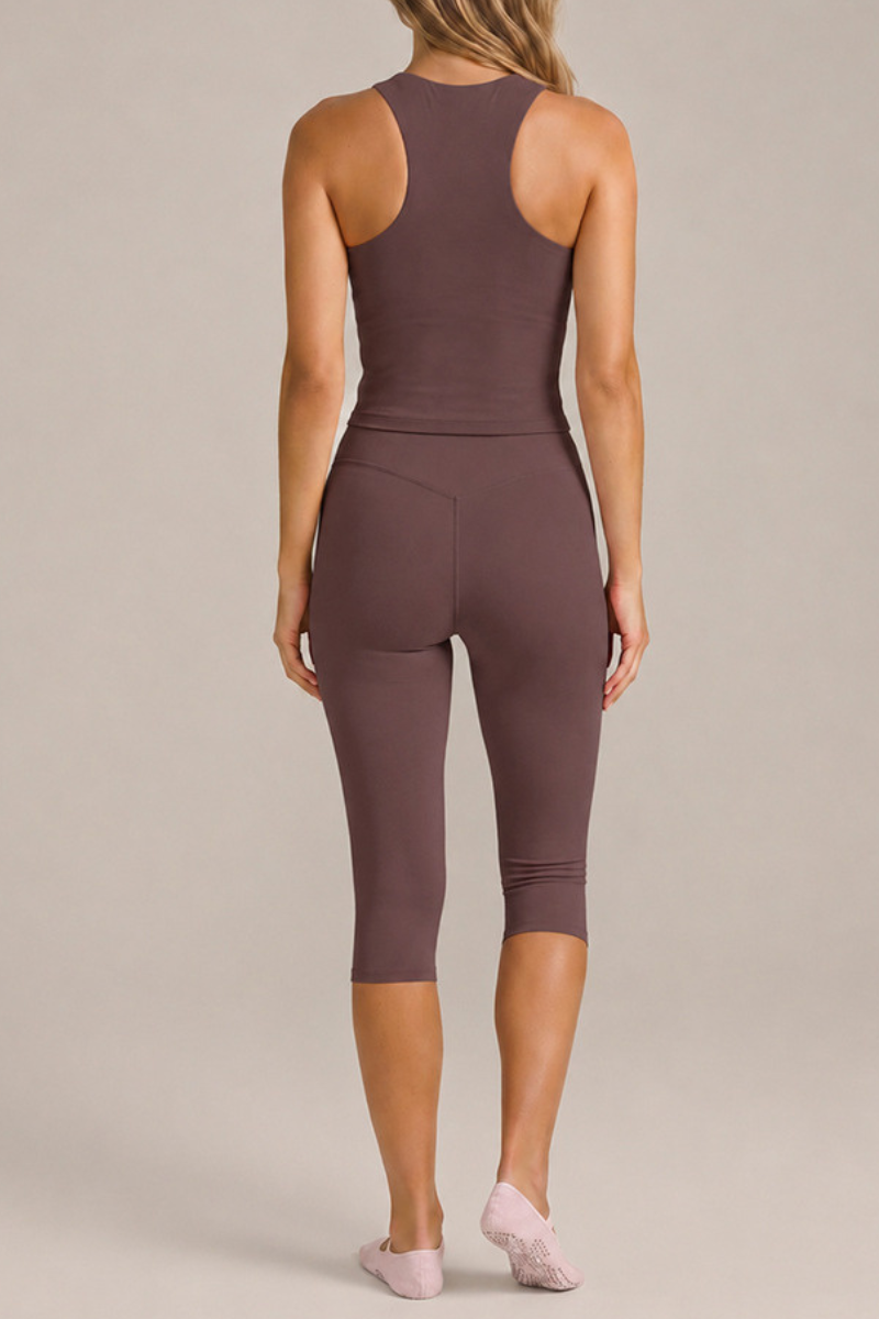 Women's Brushed Racerback Tank Top And Capri Yoga Set
