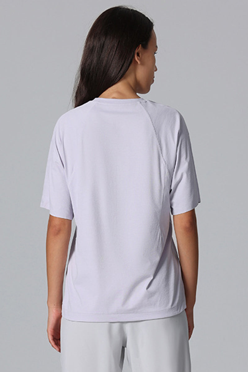 Round Neck Thin Side Slit Women'S T-Shirt