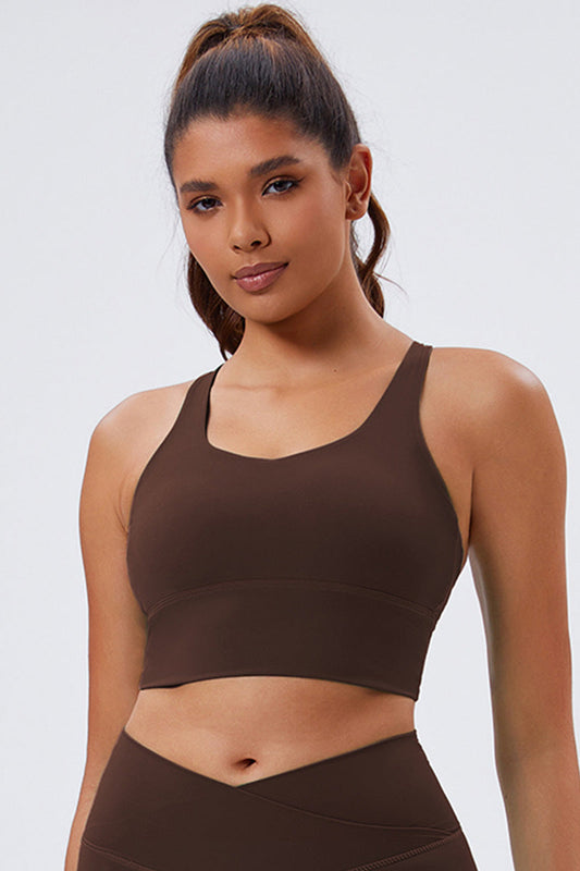 Women Eco-Friendly Fabric Gathering Cross Back Sports Running Fitness Yoga Bra