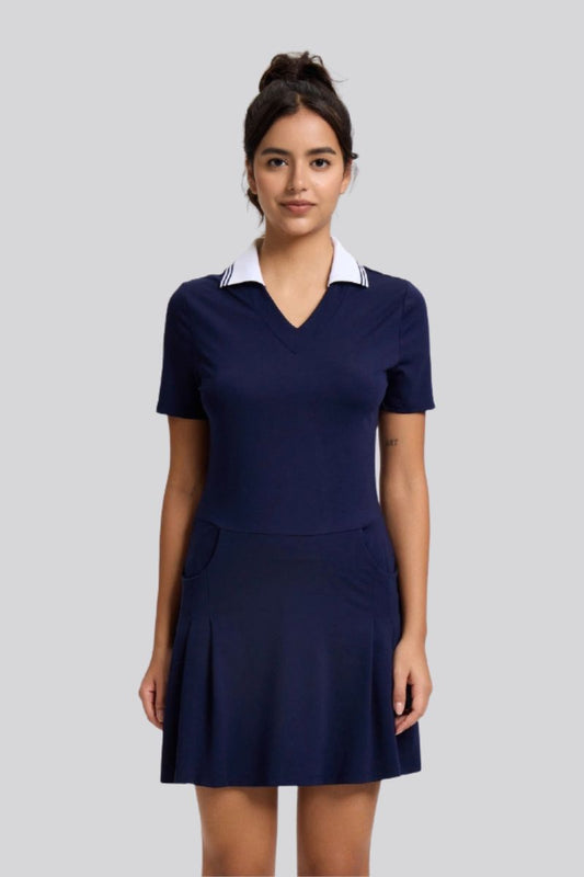 Outdoor contrasting lapel golf skirt chubby tennis sports long skirt