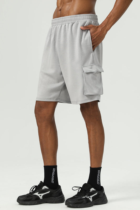 Men Running Training Four-Way Stretch Quick-Dry Reflective Casual Fitness Mid-Length Shorts