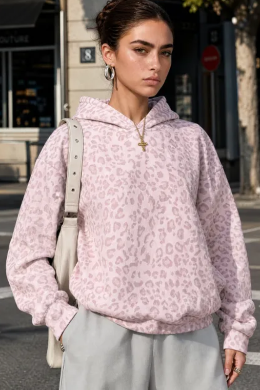 Women's Fall Leopard Print Coquette Style Hoodie