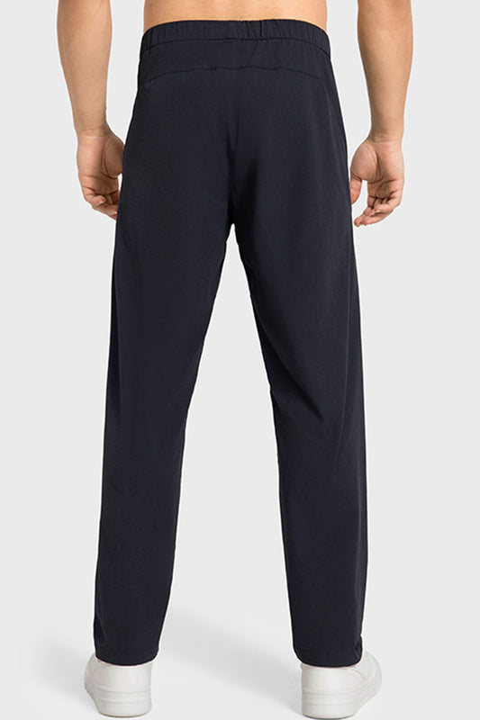 Men Loose Lightweight Quick-Dry Breathable High-Elastic Draped Straight-Leg Workout Sweatpants