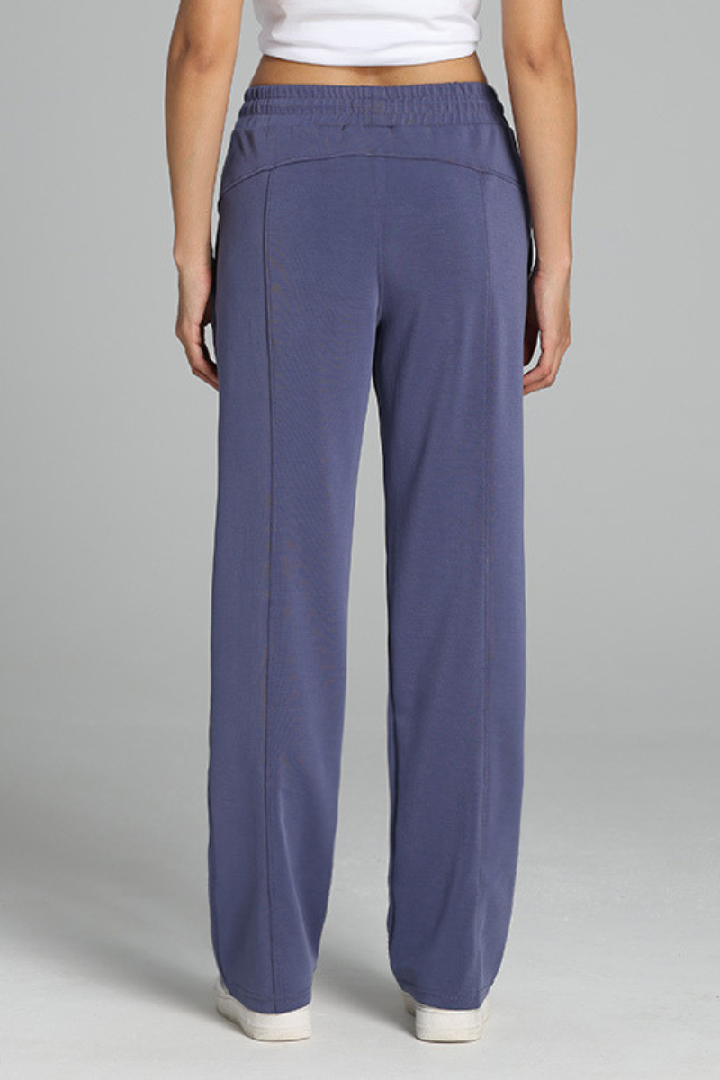 Women's Modal Air Layer Solid Sports Straight-Leg Pants