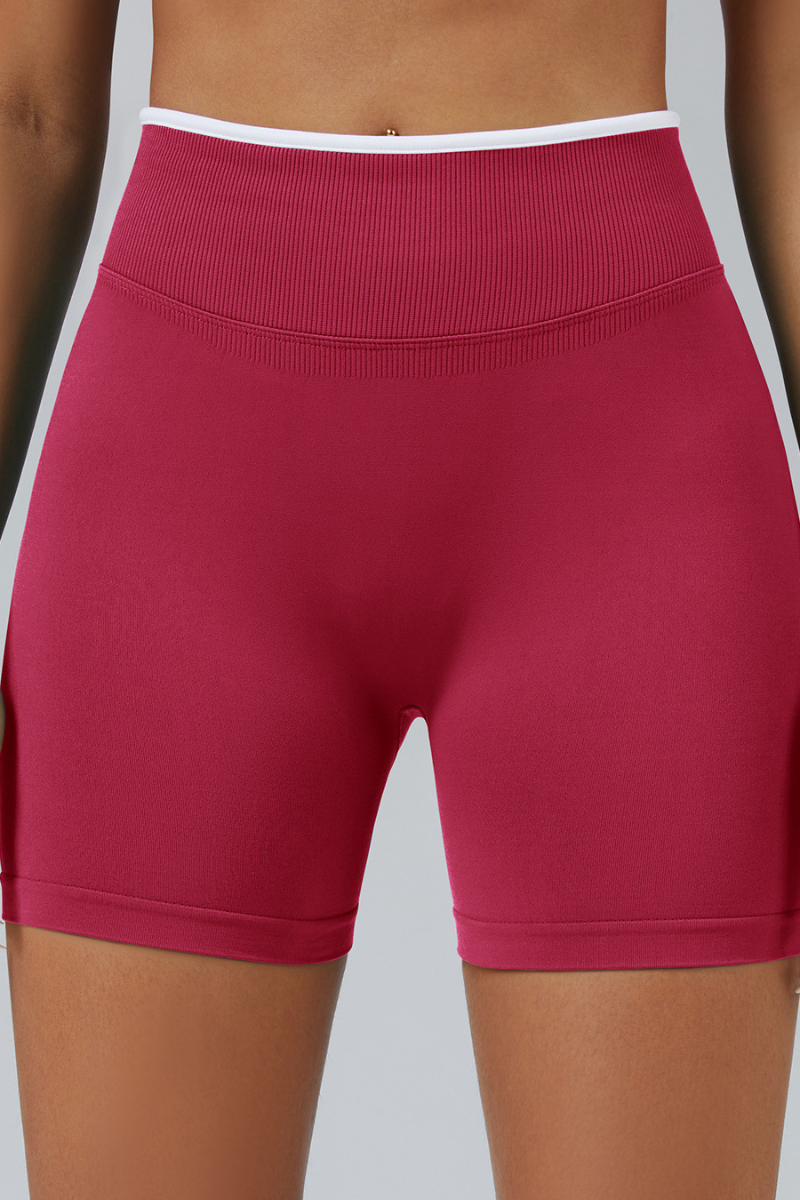 Women's Color Contrast Trim Seamless 3 Inch Yoga Shorts