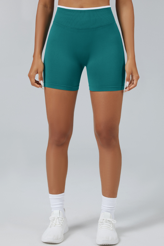 Women's Color Contrast Trim Seamless 3 Inch Yoga Shorts