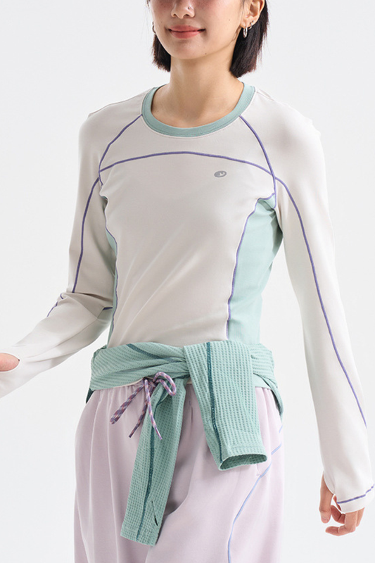 Women's Fall Slim-Fit Stripe Contrast Long Sleeve T-Shirt