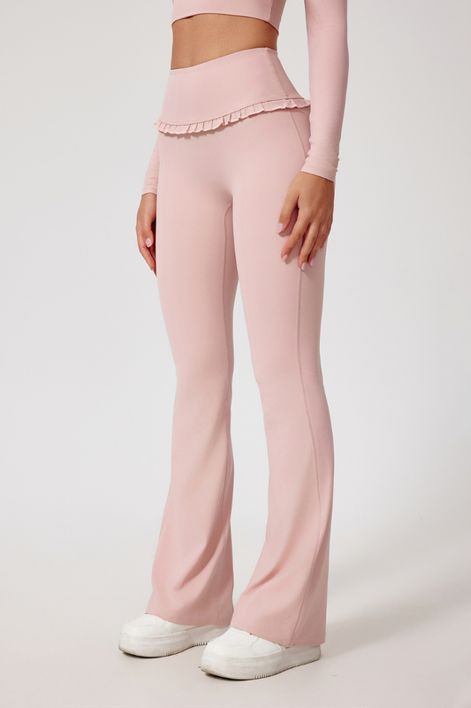 Women's High Waist Lace Solid Sporty Flared Pants