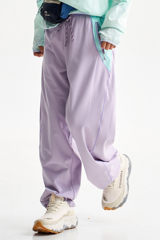 Unisex Drawstring Hem Waterproof Quick-Dry Curved Pants
