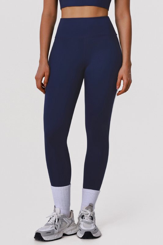 Women's High-Waisted Side Color-Block Striped Leggings
