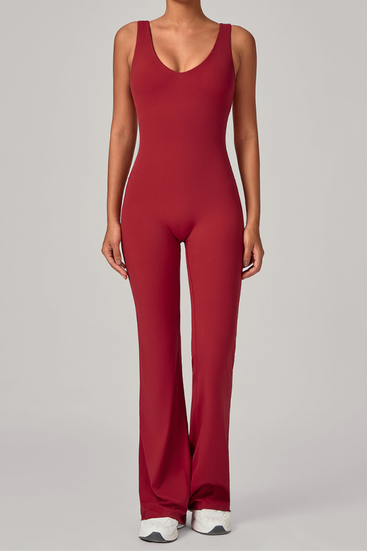 Women's Athletic U-neck Backless One-piece Jumpsuits