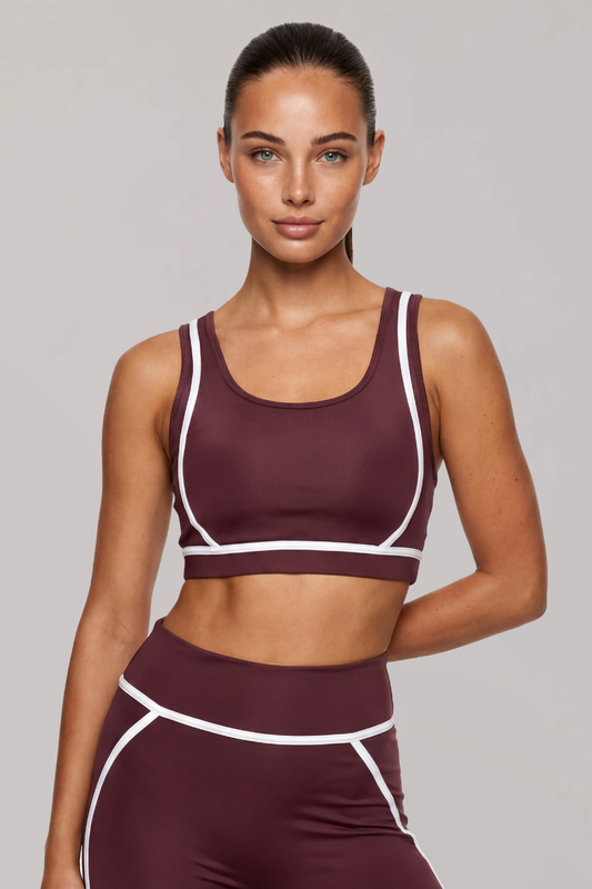 Women's Contrast-Line Wide Strap Shaping Sports Bra