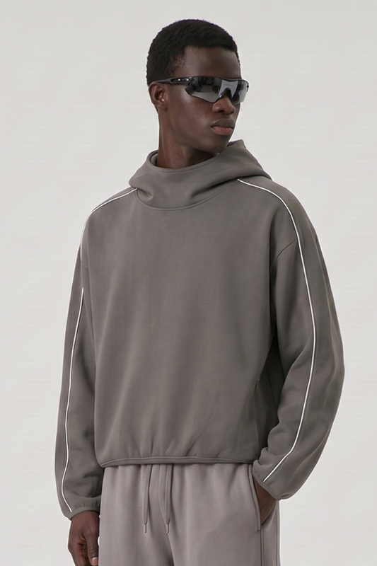 Men's Fall Relaxed Contrast Color Stripe High Neck Hoodie