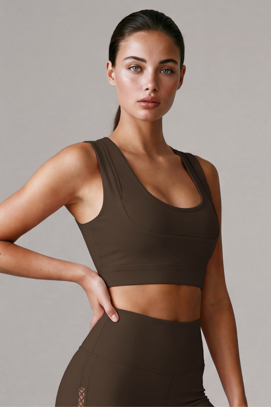 Women's Double Strap Square Neck Cropped Sports Bra