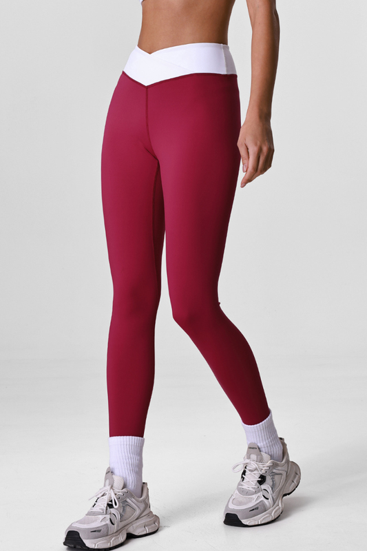 Women's Cross V-Waist Color-Block Sculpting Yoga Leggings