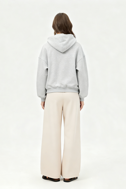 Unisex Boxy Cropped Zip-Up Fleece Hoodie