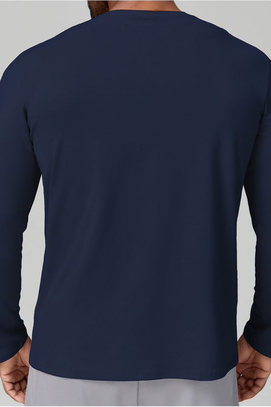 Men's Summer Crew Neck Skin-Friendly Solid Long Sleeve Athletic Top