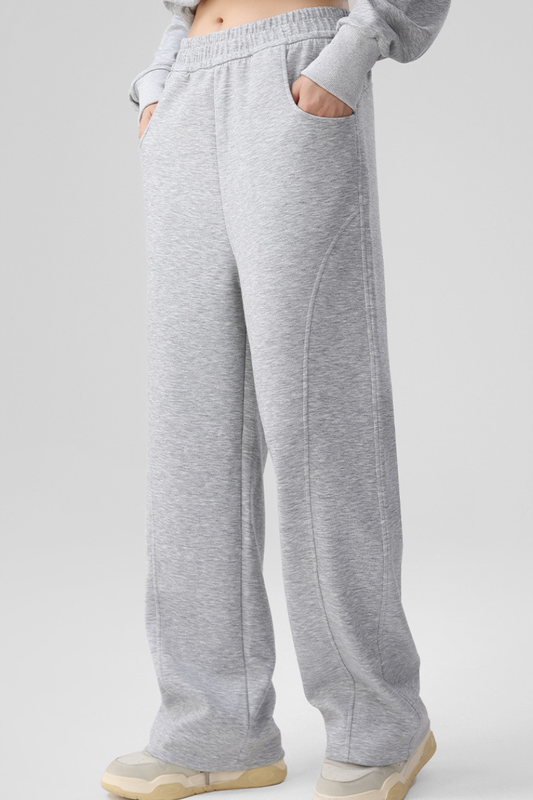 Women's Fall Elastic Waist Seamed Wide Leg Athletic Pants