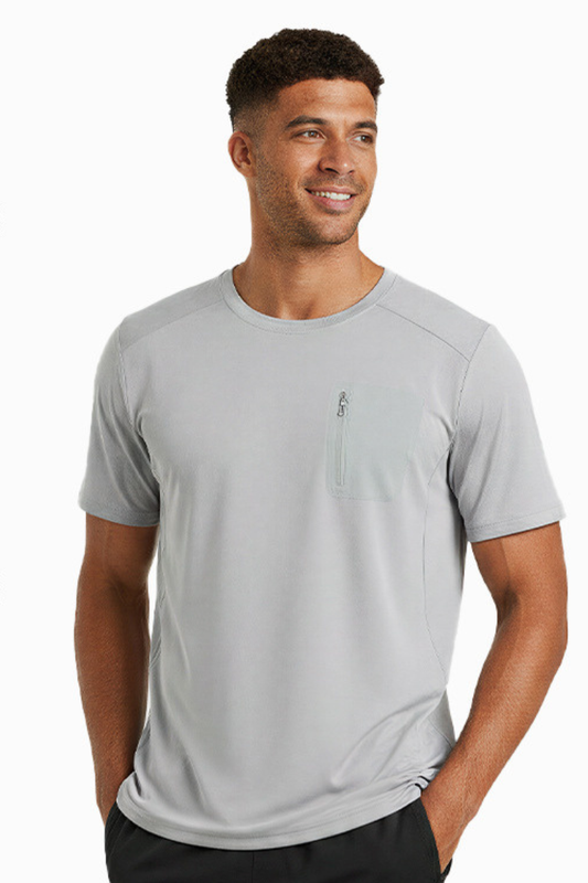 Men's Summer Crew Neck Front Pocket Outdoor Athletic T-shirt