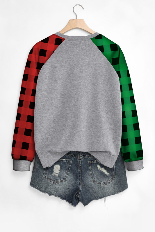 Women's Fall Festival Plaid Color Block Raglan Pullover